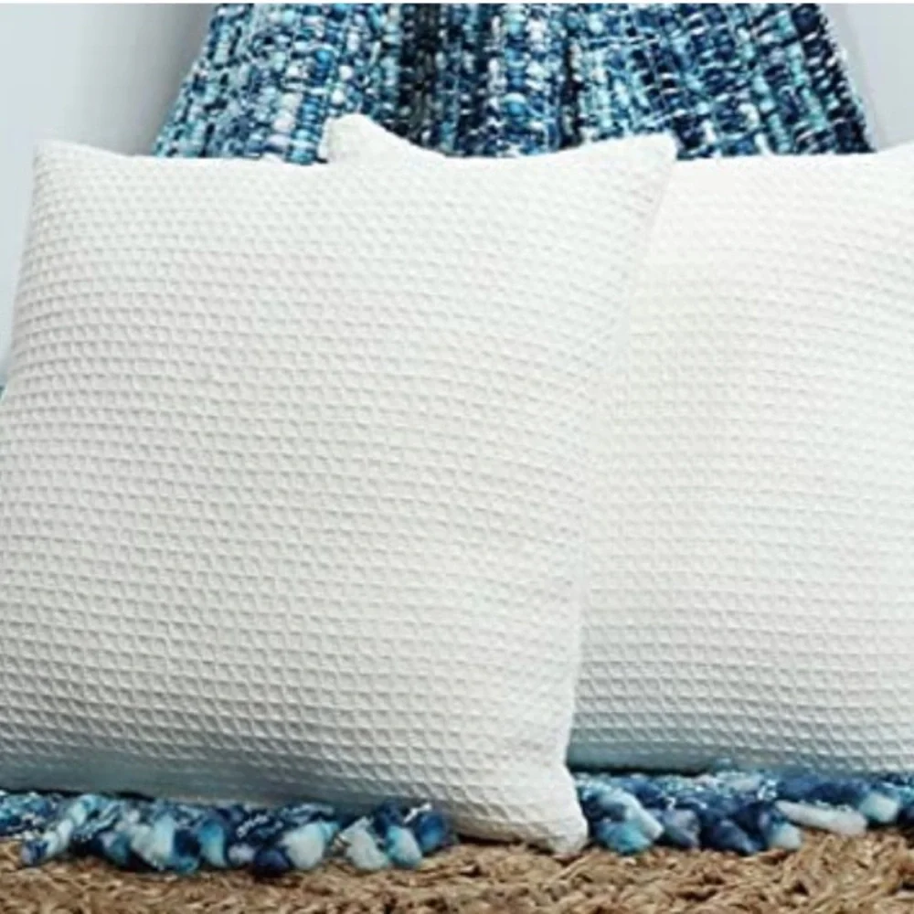 Luxury Home | Chic Ivory Waffle Weave Throw Pillow Covers